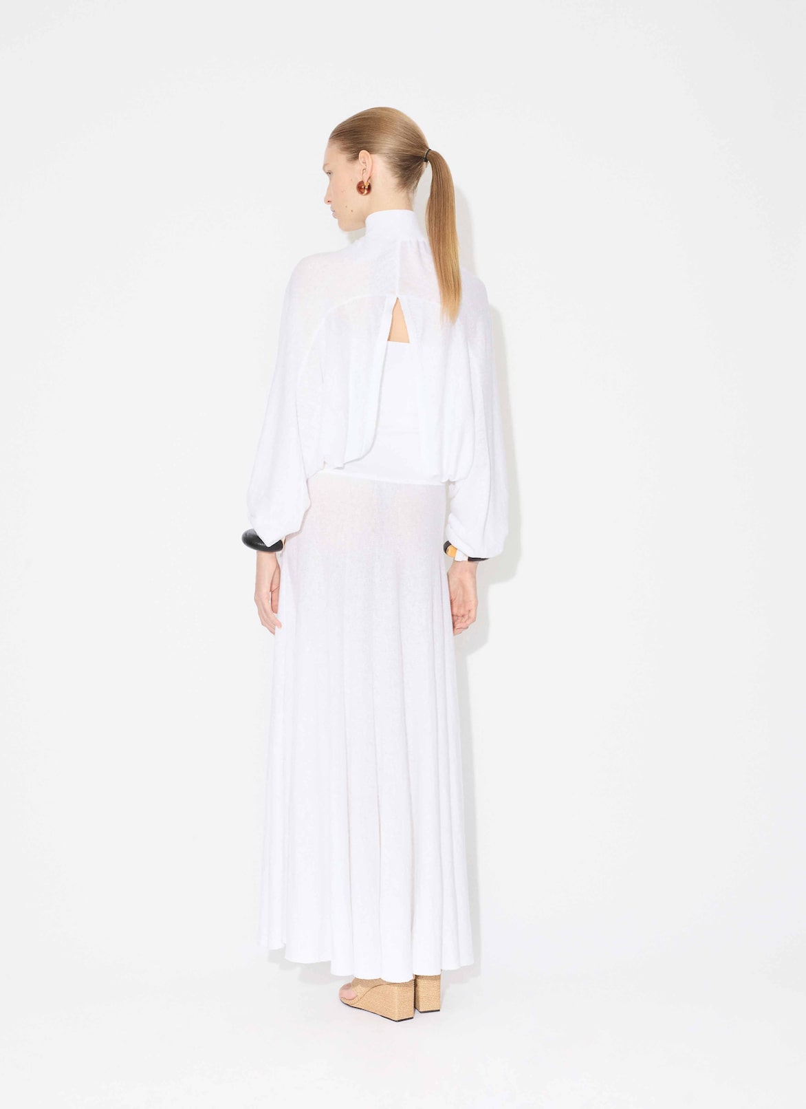 COTTON LINEN KNIT BARE BACK JUMPER ALAÏA WHITE COTTON LINEN KNIT BARE BACK JUMPER